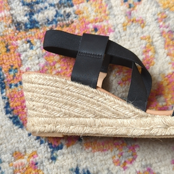 Maypol Leather Chunky Chain Strappy Open Toe Espadrille Wedge Sandals Black 40 - Picture 9 of 15